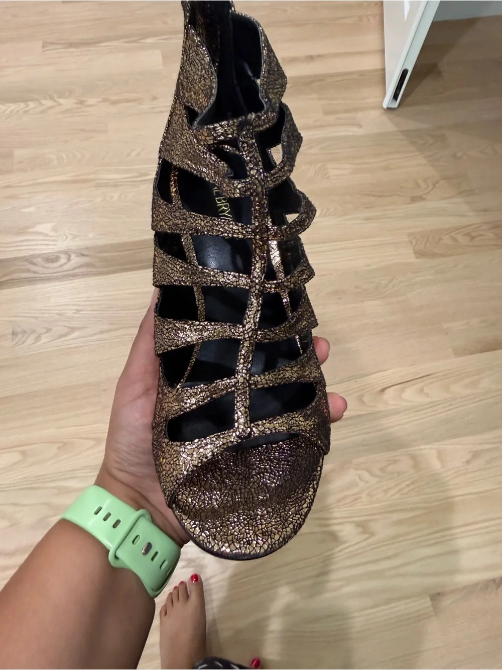 Lane Bryant Gold Glitter Strappy High Heel Sandals